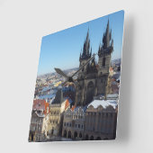 Kerk van onze dame voor Týn, Prague Cushion Vierkante Klok (Hoek)