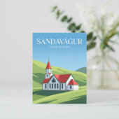 Kerk van Sandavágur Faeröer Briefkaart (Staand voorkant)