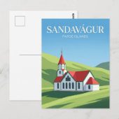 Kerk van Sandavágur Faeröer Briefkaart (Voorkant / Achterkant)