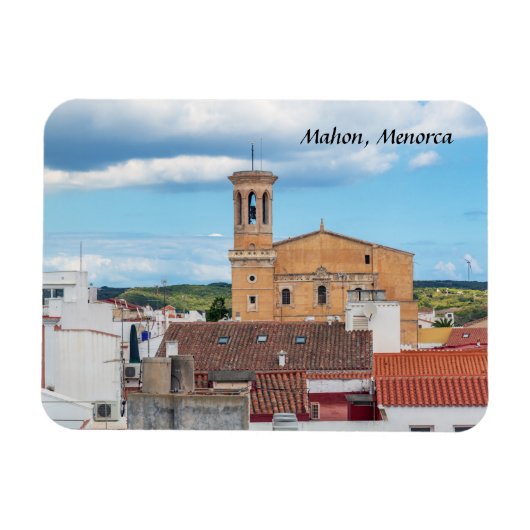Kerk van Santa Maria luchtzicht - Mahon, Menorca Magneet (Horizontaal)