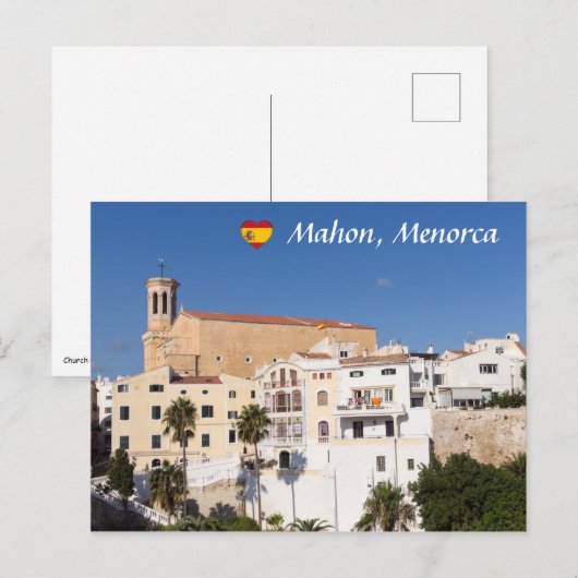 Kerk van Santa Maria — Mahon, Menorca, Spanje Briefkaart (Voorkant / Achterkant)