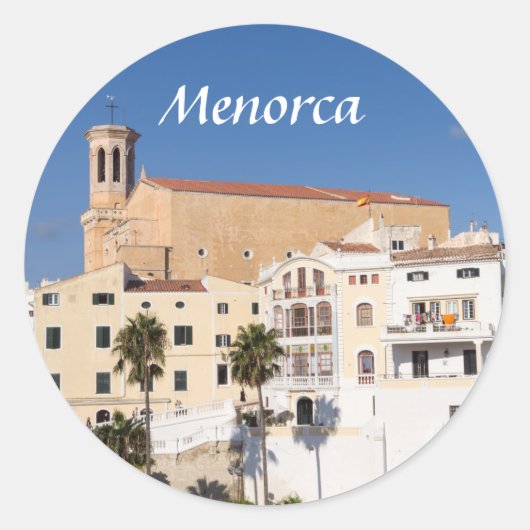 Kerk van Santa Maria — Mahon, Menorca, Spanje Ronde Sticker (Voorkant)