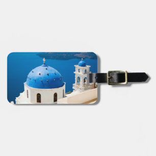 Kerk van Santorini Griekenland boven Caldera Bagagelabel