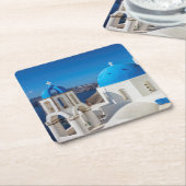 Kerk van Santorini Kartonnen Onderzetters (Schuin)