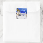 Kerk van Santorini Vierkante Sticker (Tas)