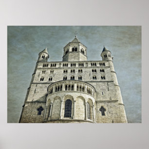 Kerk van Sint-Gertrudis in Nijvel, België Poster