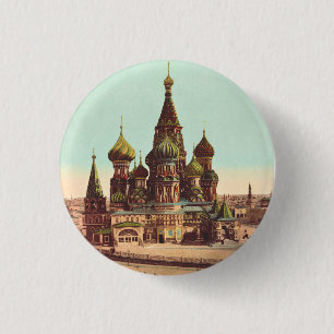 Kerk van St. Basilius, Rode Plein Moskou Ronde Button 3,2 Cm