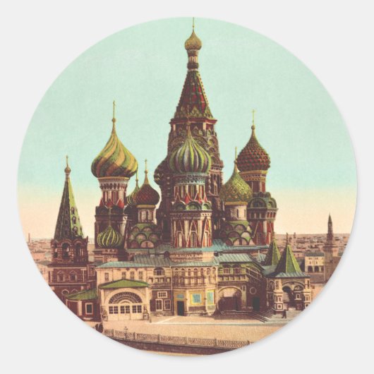 Kerk van St. Basilius, Rode Plein Moskou Ronde Sticker (Voorkant)