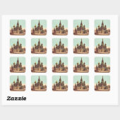 Kerk van St. Basilius, Rode Plein Moskou Vierkante Sticker (Vel)