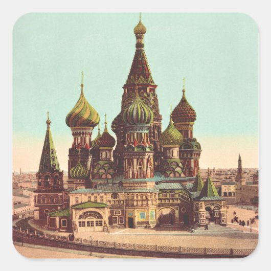Kerk van St. Basilius, Rode Plein Moskou Vierkante Sticker (Voorkant)