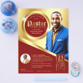  kerk voor waardering van predikant rood en goud flyer (Enkel)