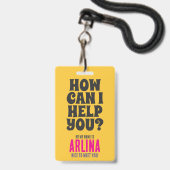 Kerk Vrijwilliger Gastenservice ID Badge Geel (Voorzijde met lanyard)
