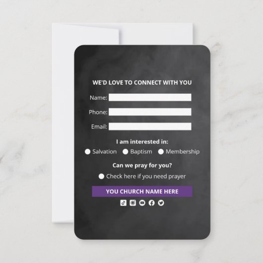 Kerk Welkom Verbinding Kaart Sjabloon (Achterkant)