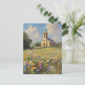  Kerk Wildflowers Fine Art Briefkaart (Staand voorkant)