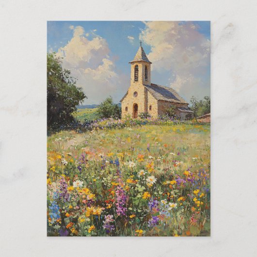  Kerk Wildflowers Fine Art Briefkaart (Voorkant)
