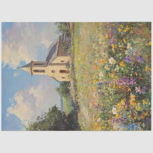 Kerk Wildflowers Fine Art Decoupage Tissuepapier (Voorkant)