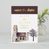 Kerk Winter religieuze ceremonie Save the Date Folie Uitnodiging (Staand Voorkant)