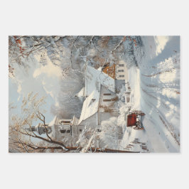 Kerk Winter Wonderland Decoupage Inpakpapier Vel