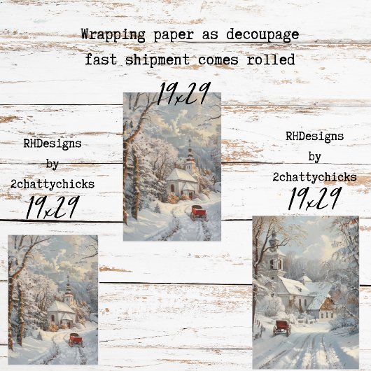 Kerk Winter Wonderland Decoupage Inpakpapier Vel