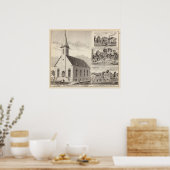 Kerk, woningen en gieterij poster (Keuken)