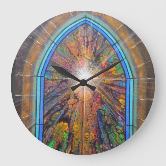 Kerkaal gekleurd glas grote klok (Voorkant)