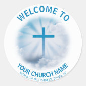 Kerkadres Welkomstpakket Ronde Sticker (Voorkant)