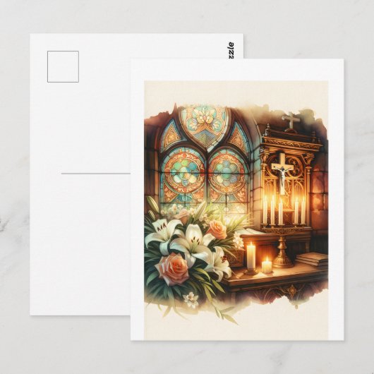 Kerkaltaar gepersonaliseerd briefkaart (Voorkant / Achterkant)