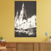 Kerkarchitectuur in zwart-wit canvas afdruk (Insitu (Woonkamer))