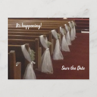 Kerkbanken ingericht voor een bruiloft Save the Da Briefkaart
