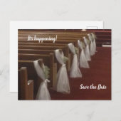 Kerkbanken ingericht voor een bruiloft Save the Da Briefkaart (Voorkant / Achterkant)