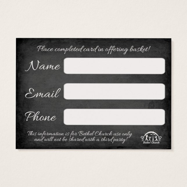 Kerkbezoeker of verbindings-Kaart Visitekaartje (Achterkant)