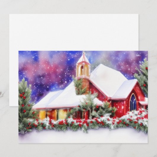 Kerkbudget met sneeuw Kerstmis Feestdagenkaart (Voorkant / Achterkant)