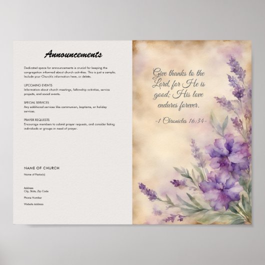 Kerkbulletin voor downloaden en afdrukken poster (Voorkant)