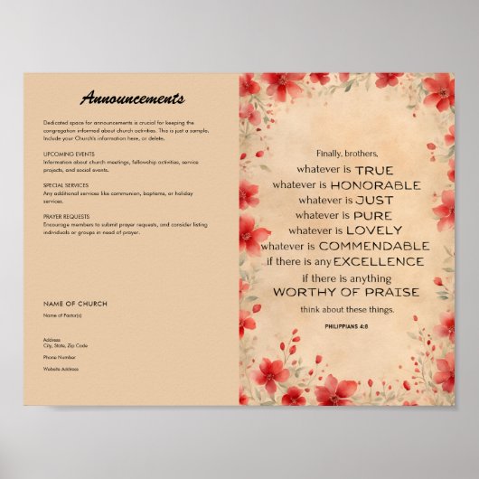 Kerkbulletin voor downloaden en afdrukken poster (Voorkant)