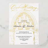 Kerkceremonie Viering Elegant Script Huwelijk Folie Uitnodiging (Voorkant)