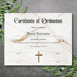 Kerkcertificaat van het Ordonatie Ministerie