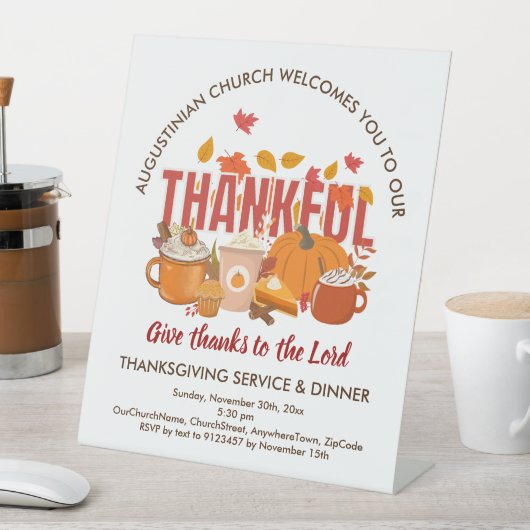 KERKDIENST EN Thanksgiving Diner Welkom Reclamebord Met Voetstuk (Insitu)