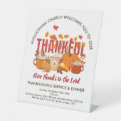 KERKDIENST EN Thanksgiving Diner Welkom Reclamebord Met Voetstuk (Voorkant)