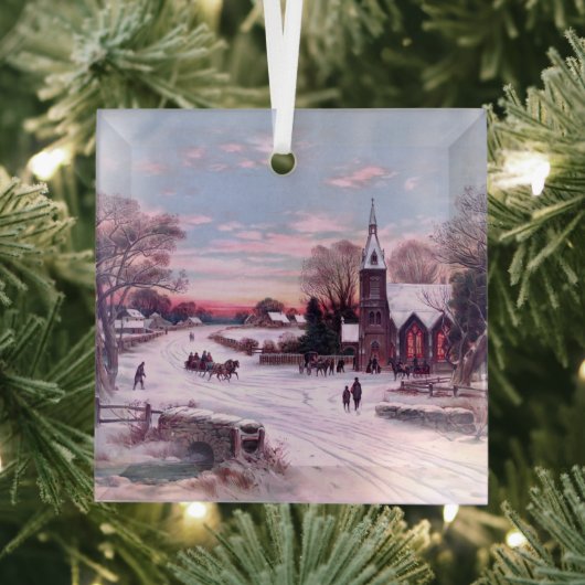 Kerkdiensten op kerstavond ochtend glas ornament (Insitu)