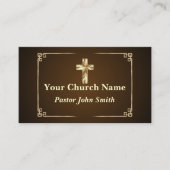 Kerkdominee Gold Cross Elegante Grens Visitekaartje (Voorkant)