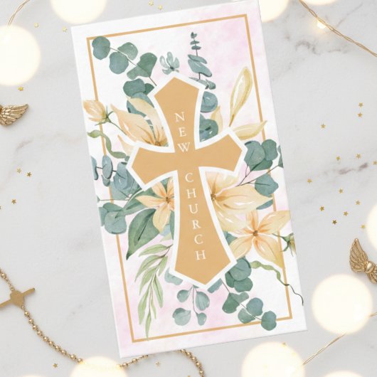 Kerkelijke bloemkruis visitekaartje