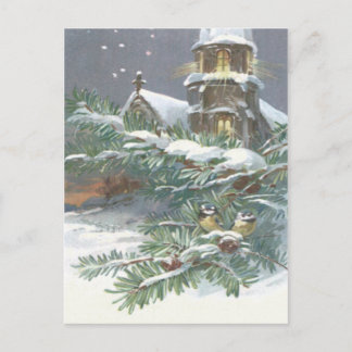 Kerkelijke kerstlied zangvogel kerstgroen Christel Briefkaart