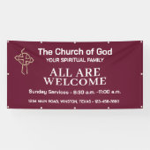 Kerkelijke Rode Welkomstbanner Met Logo Spandoek (Horizontaal)