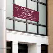 Kerkelijke Rode Welkomstbanner Met Logo Spandoek (Buitenkant Gebouw)