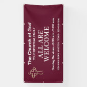Kerkelijke Rode Welkomstbanner Met Logo Spandoek (Verticaal)