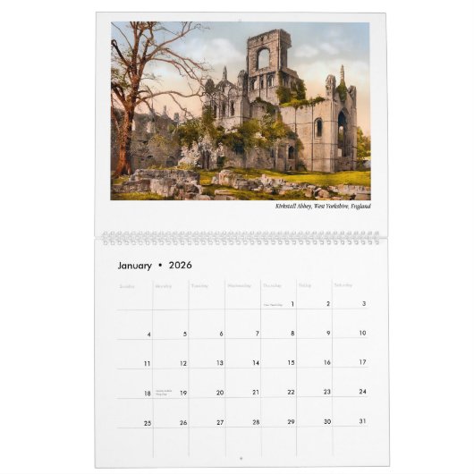 Kerken, kerken en kathedralen 2026 kalender (Jan 2026)