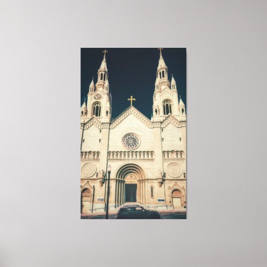 Kerkgevel met kruis canvas afdruk (Voorkant)