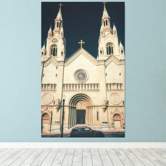 Kerkgevel met kruis canvas afdruk (Insitu (Houten vloer))