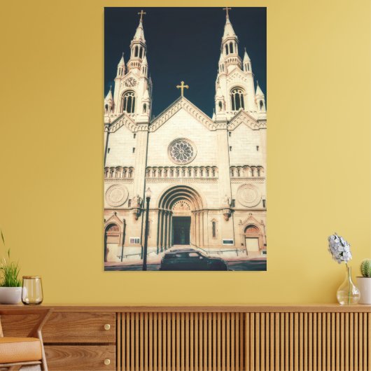 Kerkgevel met kruis canvas afdruk (Insitu (Woonkamer))