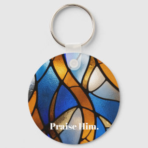Kerkglas-look in christelijke stijl sleutelhanger